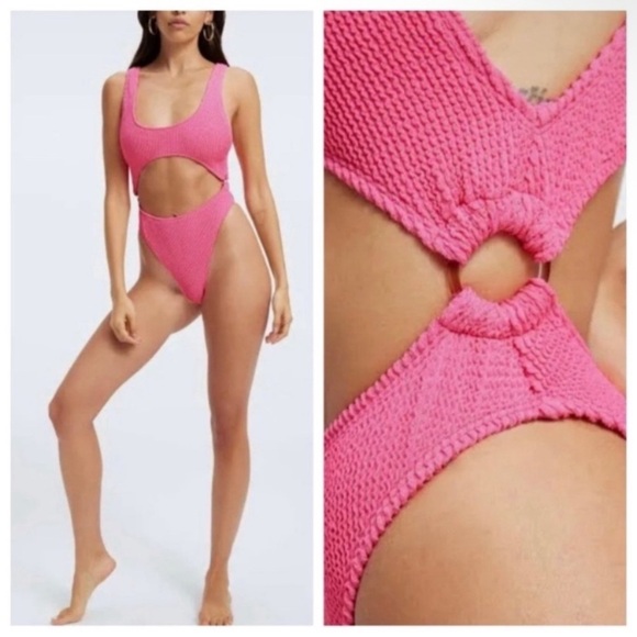 New! Good American always fits monokini hot neon pink nwot 3708 - Picture 1 of 8